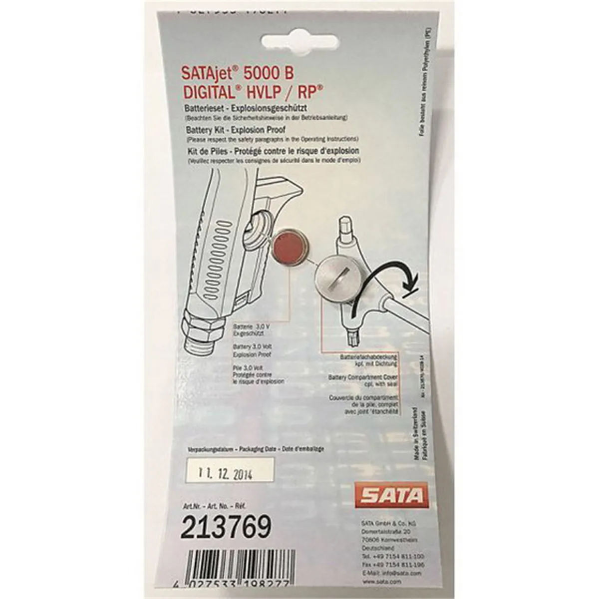 SATA Spray Equipment 213769 Battery Kit, Use With: SATAjet 5000 B Spray Gun
