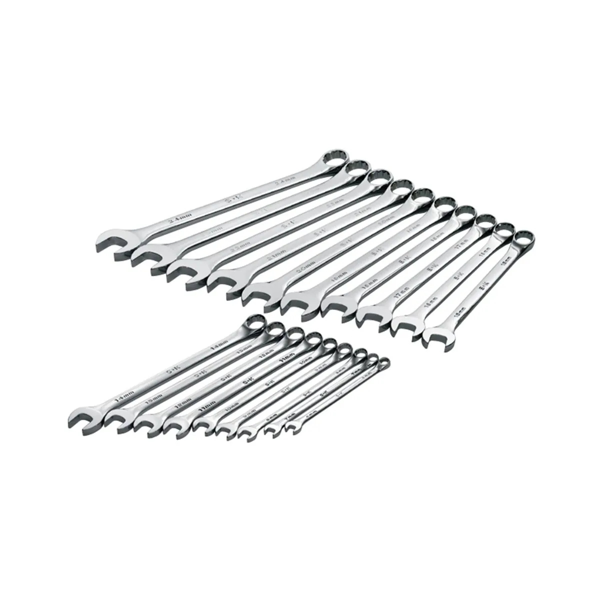 S K Hand Tools WRENCH SET COMBINATION 19 PC METRIC LONG HI POLISH