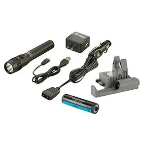 Strion DS HL Rechargeable Flashlight with Type A 12V DC PiggyBack, Black