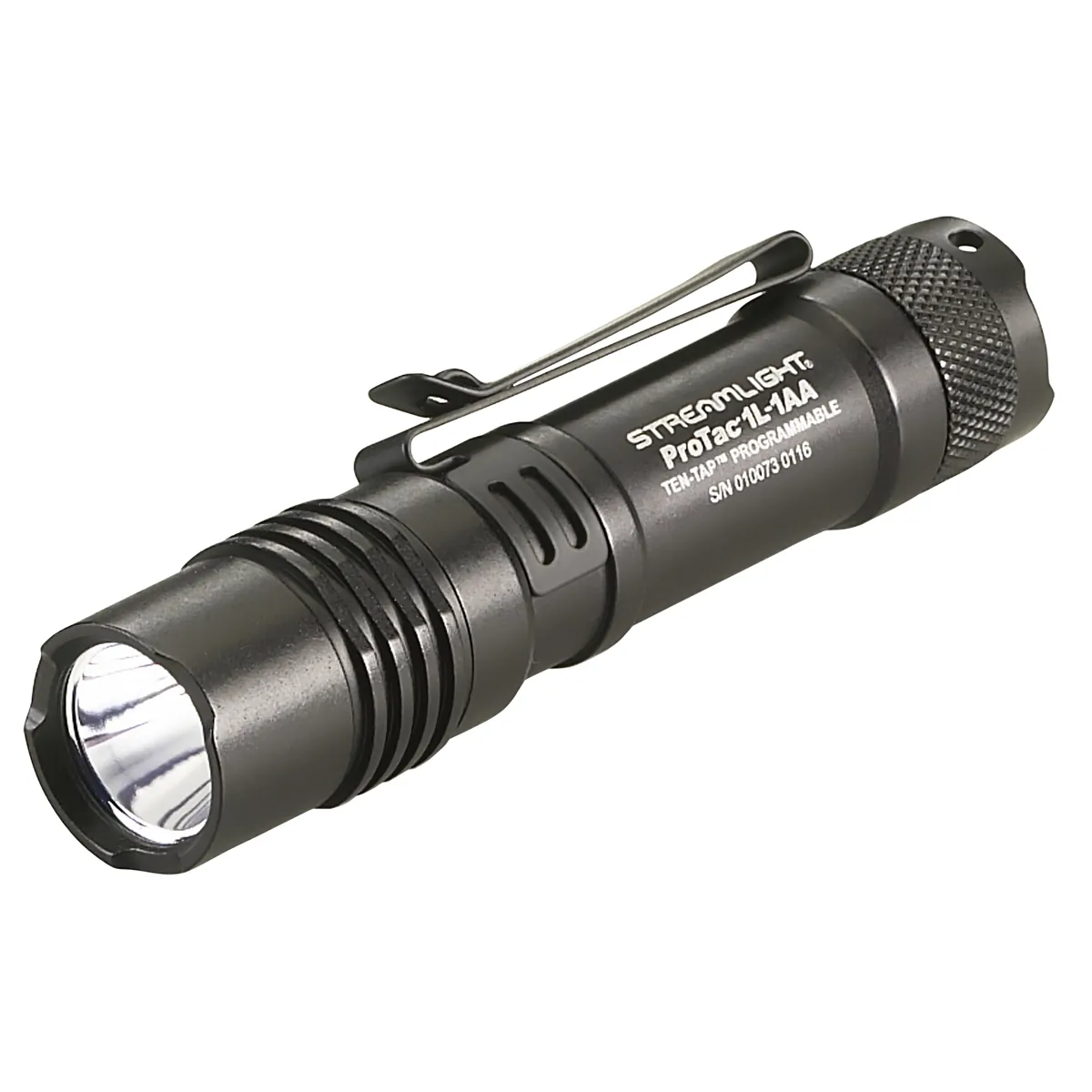 Streamlight 350 Lumen ProTac 1L-1AA Flashlight - Includes (1) CR123A lithium and "AA" Alkaline battery and holster - Clam - Black