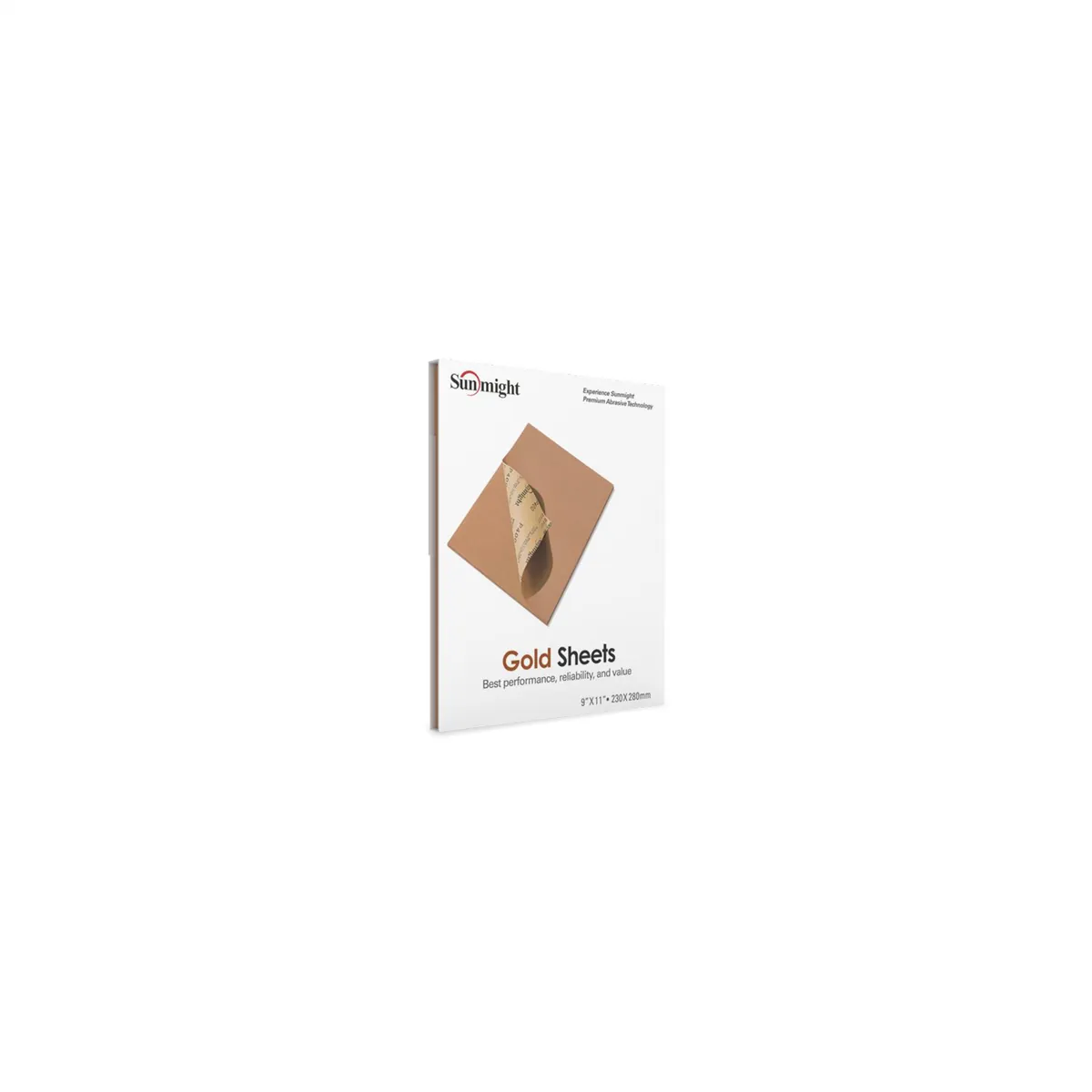Sunmight USA Corporation Gold 09114 Plain Sanding Sheet, 9 in W x 11 in L, P320 Grit, Premium Aluminum Oxide Abrasive
