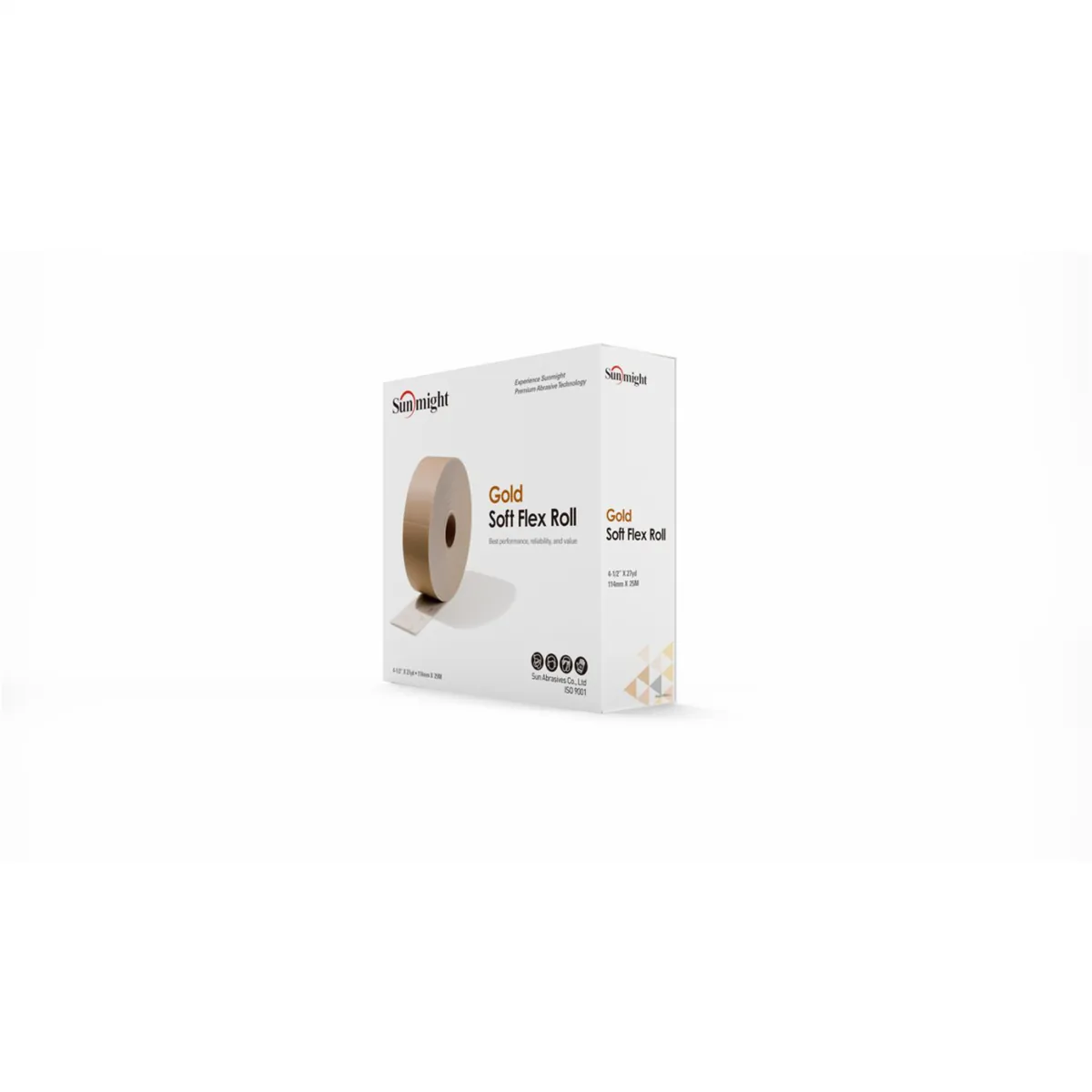 Sunmight USA Corporation Gold 32114 Open Coated Soft Flex Roll, 4-1/2 in W x 27 yd L, P320 Grit, Premium Aluminum Oxide Abrasive
