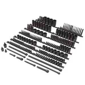 SUNEX 3/8" & 1/2" Drive SAE & Metric 6 Point Standard & Deep With Star, E-Star, Tamperproof Star, Triple Square, & Hex Bit 181-Piece Master Impact Socket & Bit Socket Set