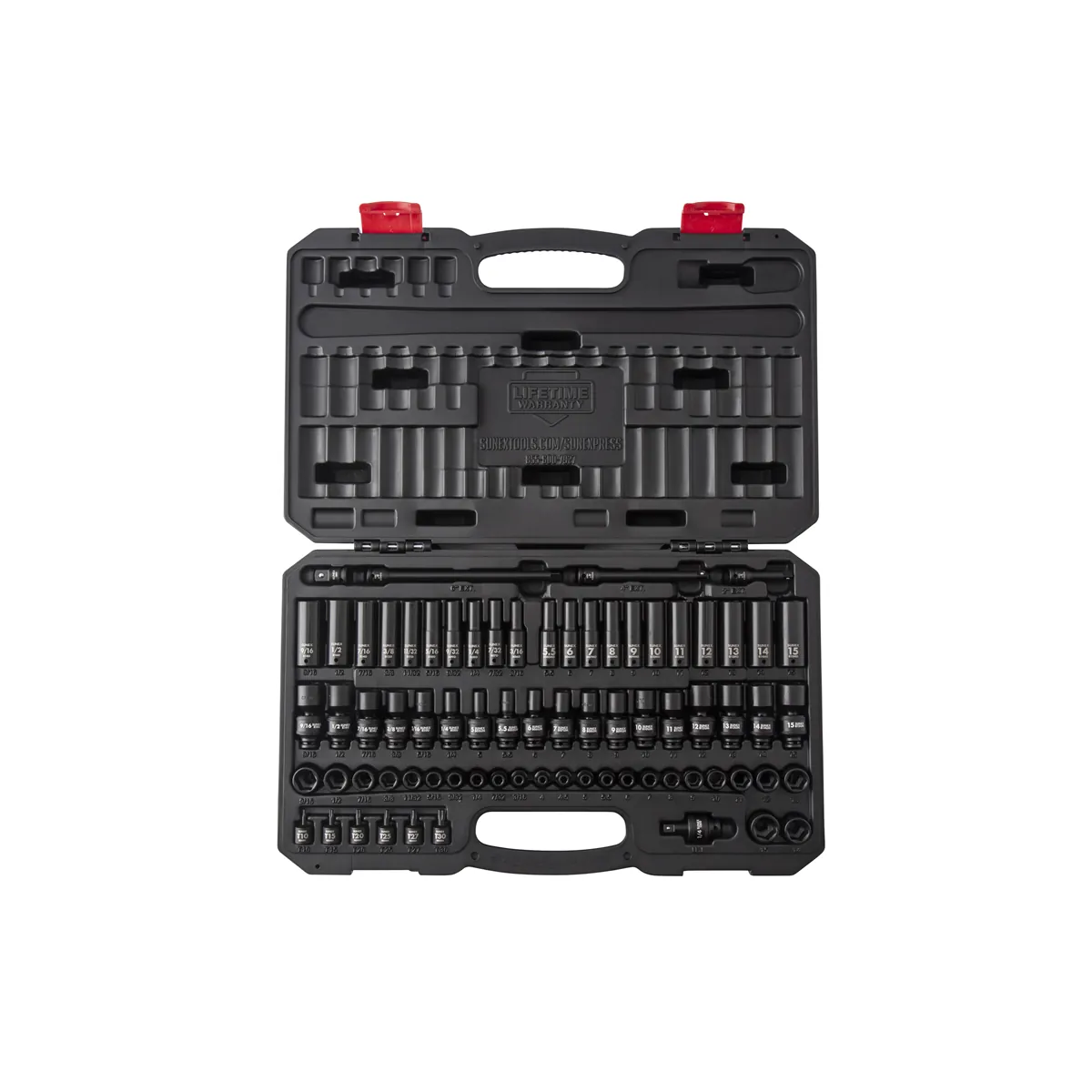 SUNEX 1/4" DR 74 PC SAE/ MET MASTER IMPACT SET