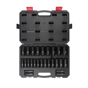 SUNEX 26-Piece 1/2 in. Drive Deep Metric Im