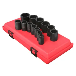 SUNEX SOCKET SET IMPACT 1/2IN. DRIVE 13 PC STD SAE 6 PT