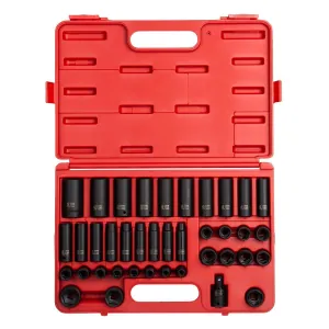 SUNEX 1/2" Drive 39 Piece Metric Deep Impact Socket Set