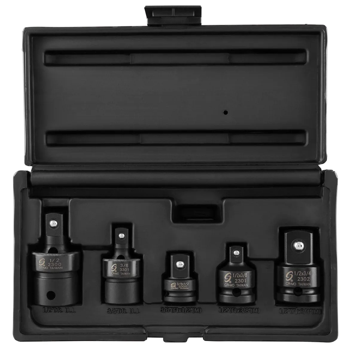 SUNEX IMP SET 5PC 3/8 AND 1/2DR ADAPT AND UNIV JOINT