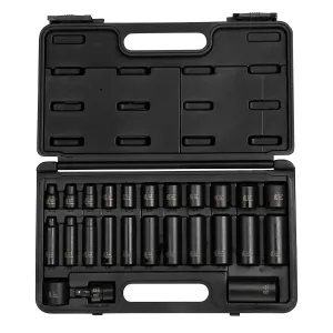 SUNEX SOCKET SET, 3/8" DRIVE SAE IMPACT SET 25 PCS