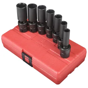 SUNEX SOCKET SET IMPACT 3/8IN. DRIVE 7PC DEEP SAE UNIV
