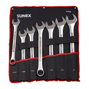 SUNEX 7 Piece SAE Raised Panel Jumbo Combination Wrench Set