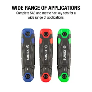 Sunex SAE/Metric/Torx 25 Piece Folding Hex Key Set, 1.5mm-8mm, 5/64"-1/4", T9-T40