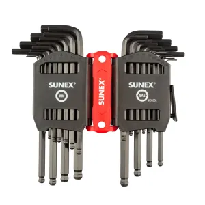 Sunex SAE/Metric 26 Piece Ball End Long Arm Hex Key Set, 2mm-10mm, 0.05"-3/8"