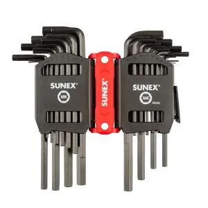Sunex SAE/Metric 26 Piece Long Arm Hex Key Set, 2mm-10mm, 0.05"-3/8"