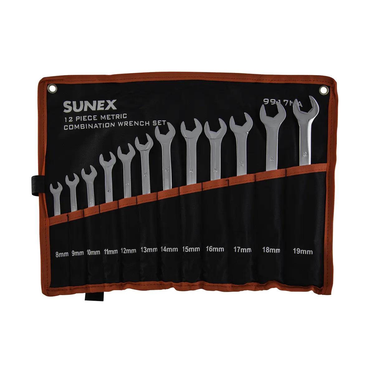 SUNEX 12 Pc. Metric Full Polish V-Groove Combination Wre