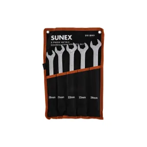 SUNEX 5 piece Metric Full Polished V-Groove Combination Wrench Set