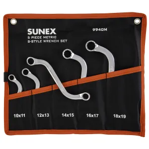 SUNEX S-STYLE DOUBLE BOX END METRIC WRENCH SET, 5 PC.