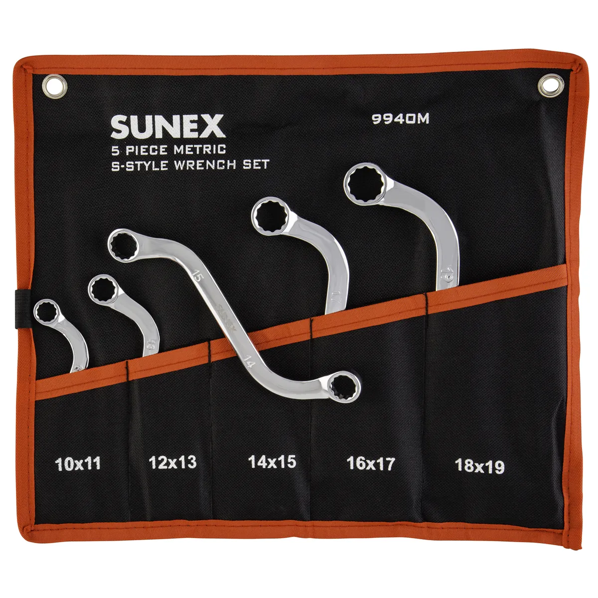 SUNEX S-STYLE DOUBLE BOX END METRIC WRENCH SET, 5 PC.