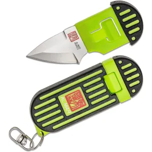 SUNEX Al Mar Stringer D2 Wedge Blade Keychain Knife in Blister Card - Green/Black