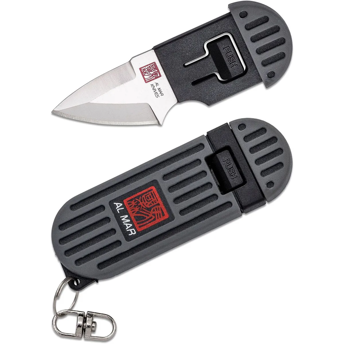 SUNEX Al Mar Stringer D2 Wedge Blade Keychain Knife in Giftable Box - Grey/Black
