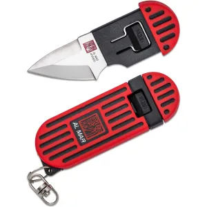 SUNEX Al Mar Stringer D2 Wedge Blade Keychain Knife in Blister Card - Red/Black