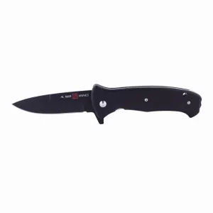 SUNEX AL Mar SERE 2020 G Assisted Open Liner Lock D2 3.6 Inch Matte Black Titanium Finish Plain Edge Talon Blade with G10 Handle Tactical Folding Knive - Black