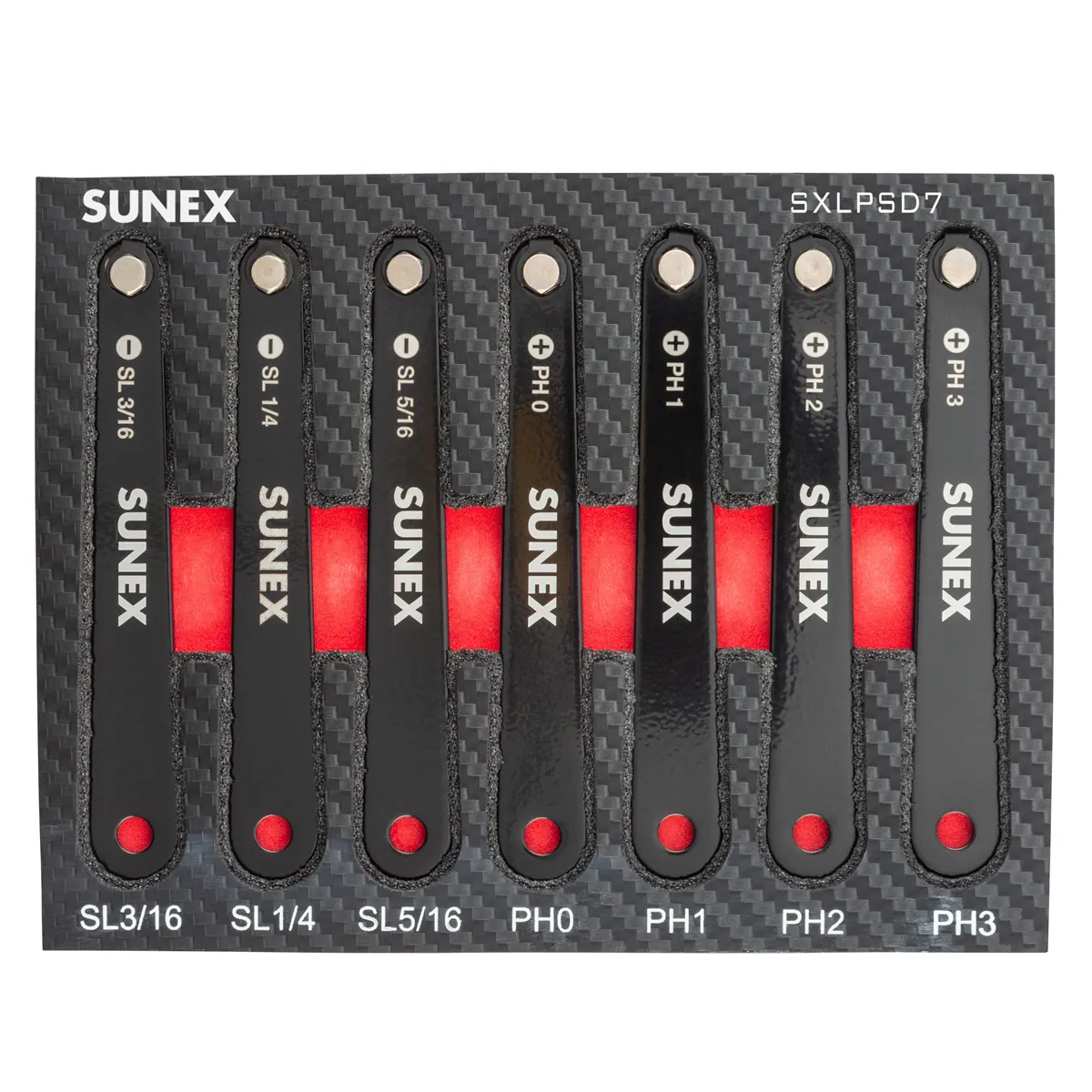 SUNEX Low Profile Diamond Coated Phillips® & Slotted 7 Piece Screwdriver Set in EVA Foam