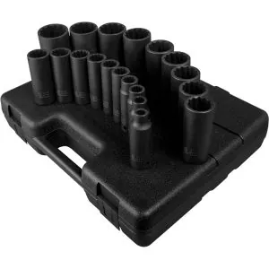 1/2" Drive 12 Pt. SAE Deep Impact Socket Set, 19 Pc.