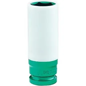 1/2" Drive, Extra Thin Wall Deep Wheel Protector Impact Socket, 7/8" Green