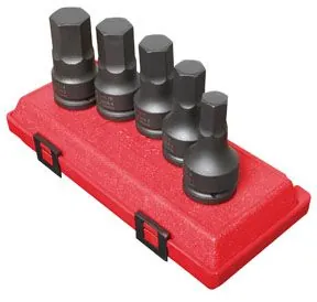 3/4" Dr SAE Hex Dr Impact Socket Set, 5Pc