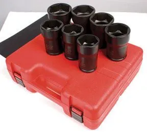 3/4" Dr Truck Pinion Locknut Impact Socket Set, 7Pc