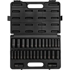 29 Pc. 1/2" Drive SAE & Metric Master Double Deep Impact Socket Set