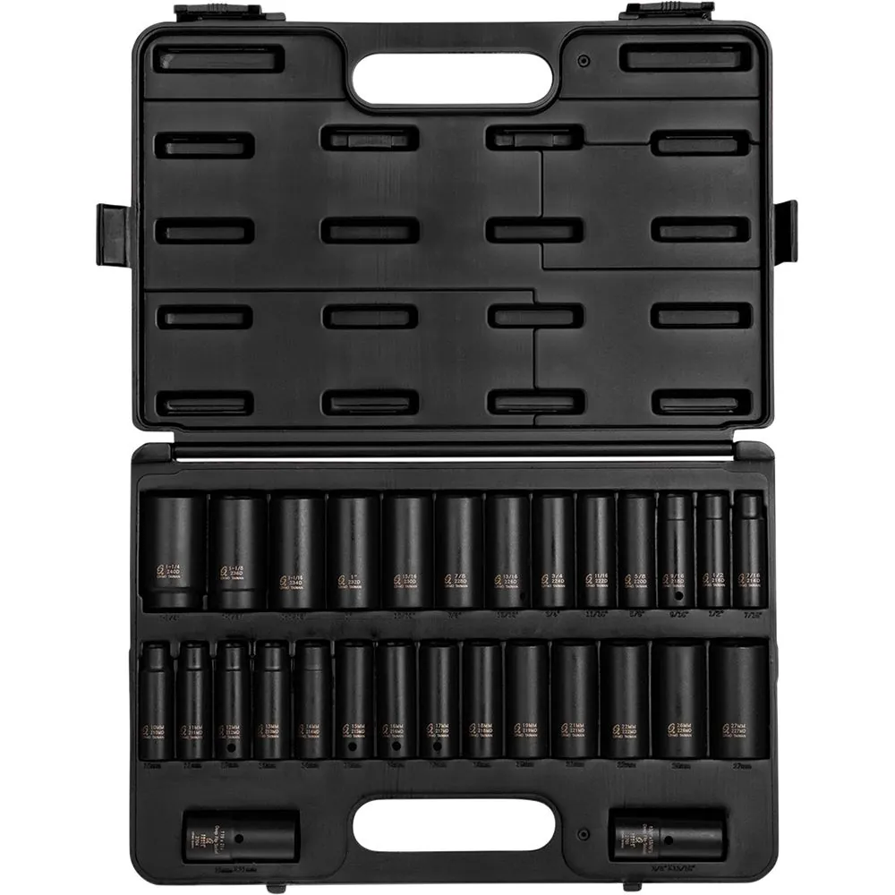 29 Pc. 1/2" Drive SAE & Metric Master Double Deep Impact Socket Set