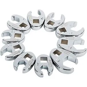 10 Pc. 3/8" Drive, Fully Polished Metric Flare Nut Crowfoot Wrench Set