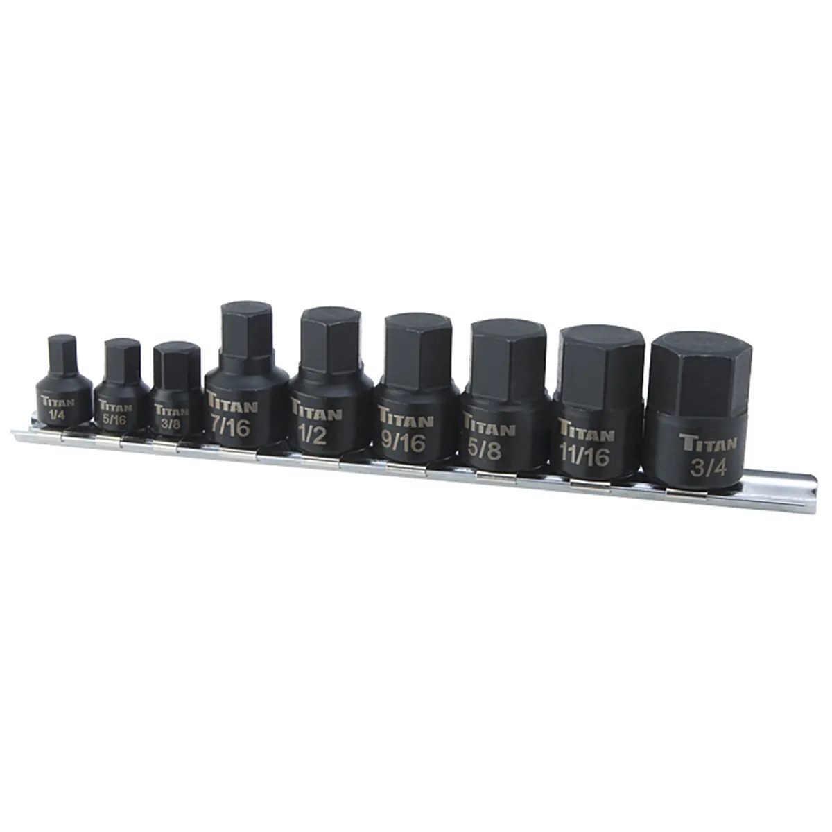 TITAN 9-PC 1/4" DR STUBBY SAE HEX BI