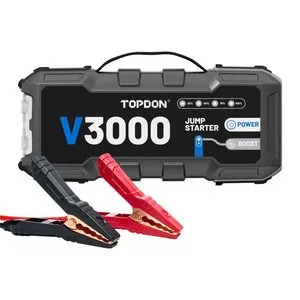 Topdon V3000 - 3000A 12V Heavy Duty Lithium Ion Battery Jumpstarter, Power Bank, and Flashlight
