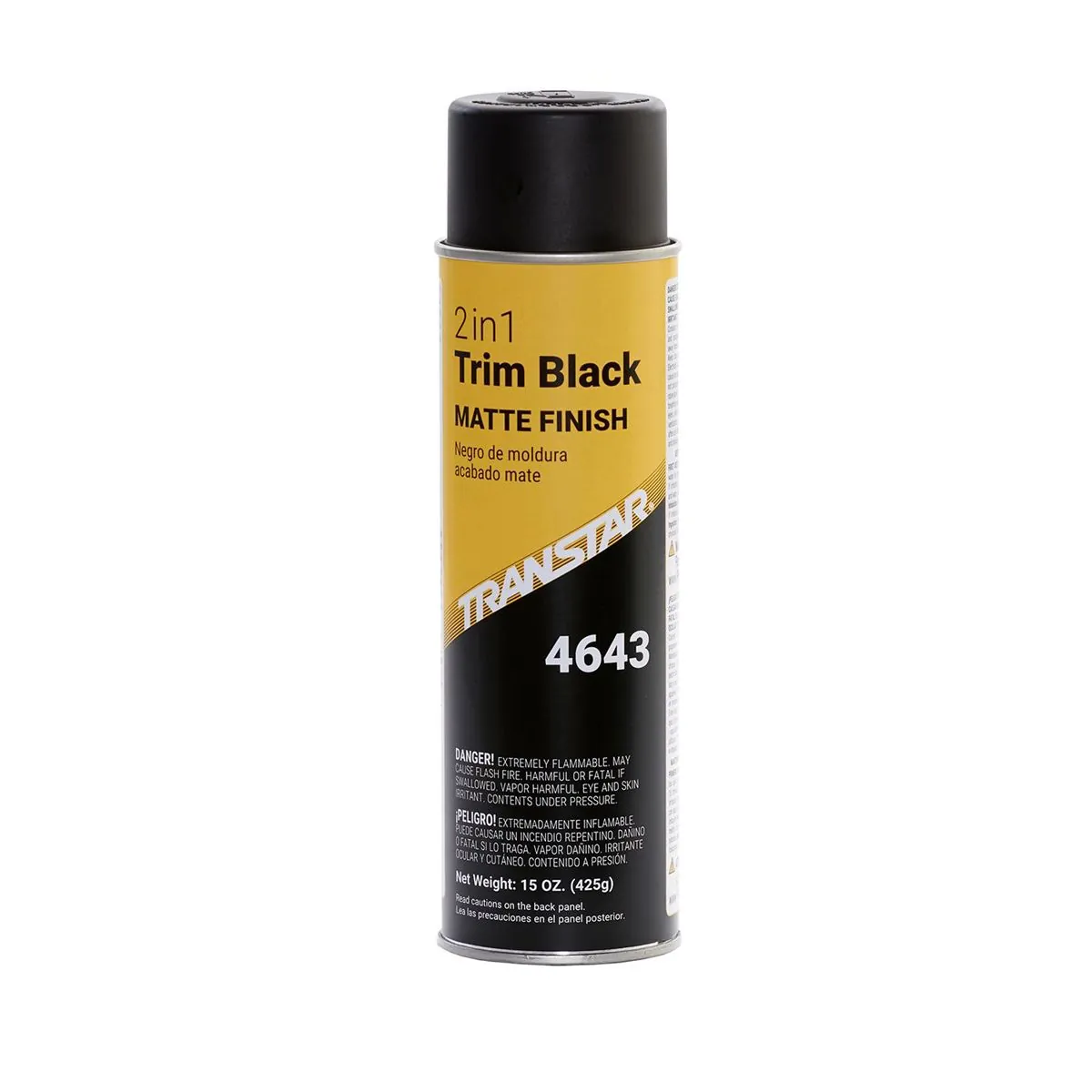 Transtar Autobody Products 4643 2-in-1 Trim Paint Aerosol Can - 16 oz Net Weight - Matte Black