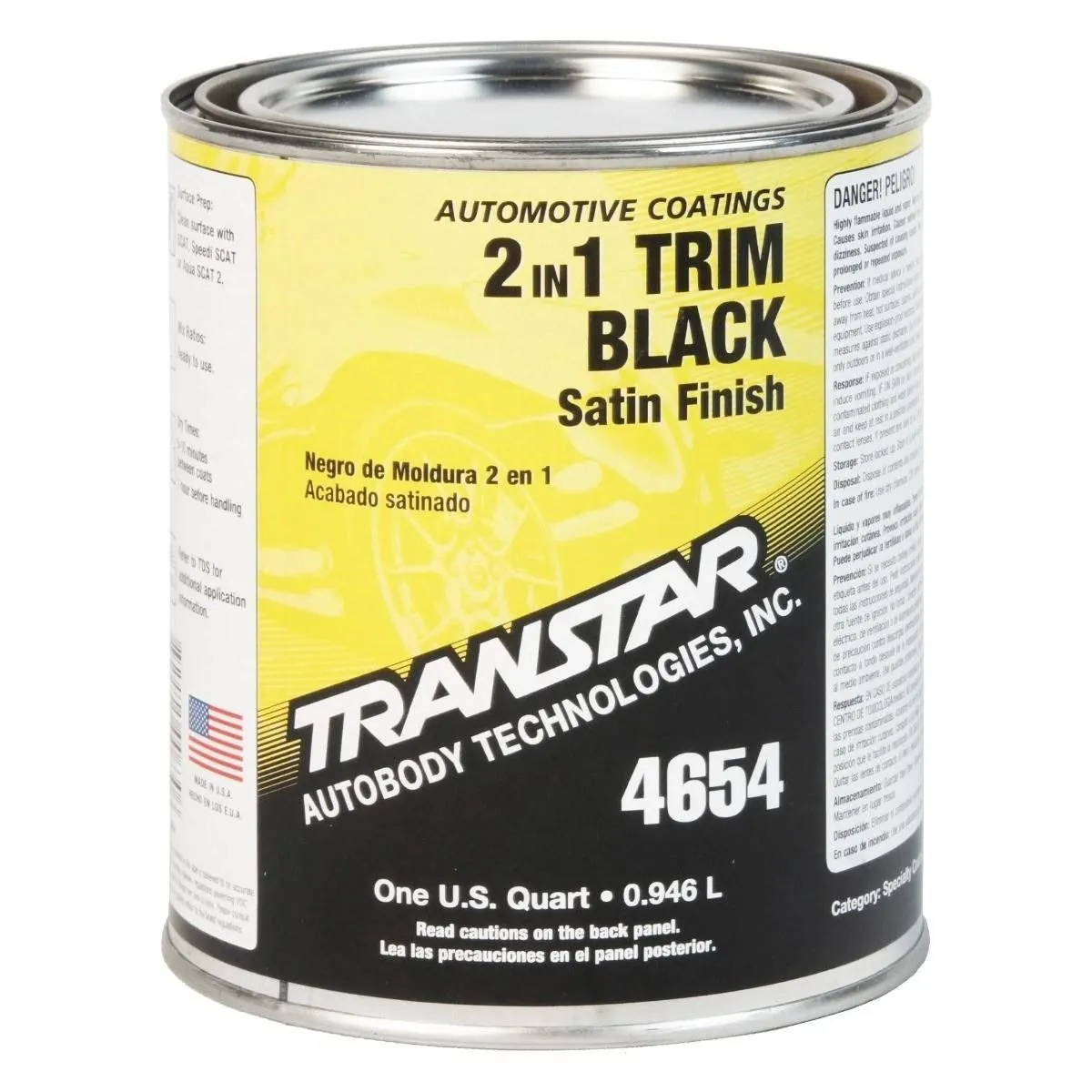 Transtar Autobody Products 4654 - 2 in 1 Trim - 1 qt Can - Satin Black - 5 to 10 Minute Curing