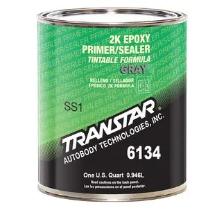 Transtar Autobody Products 6134 - 2K Epoxy Primer Sealer/Groundcoat - 1 qt Can - Gray - 1:1:10 Mixing - 520 sq-ft/ Gallon at 1 mil Coverage