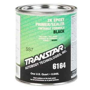 Transtar Autobody Products 6164 - 2K Epoxy Primer Sealer/Groundcoat - 1 qt Can - Black - 1:1:10 Mixing - 520 sq-ft/ Gallon at 1 mil Coverage