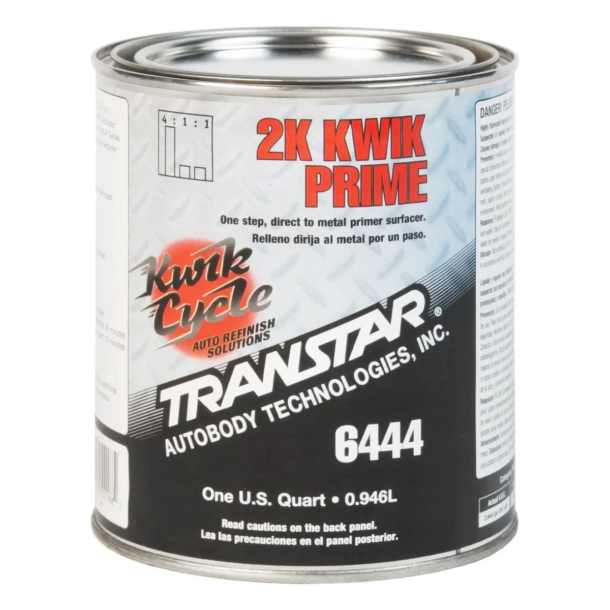 Transtar Autobody Products 6444 - 2K Kwik Primer - 1 qt Can - Gray - 4:1 or 4:1:1 Mixing