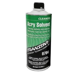 Transtar Autobody Products 9784 - Acry Solvent Adhesive Cleaner - 1 Quart Can - Clear - Form - Liquid