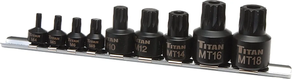 9 Pc. Stubby XZN Triple Square Impact Bit Socket Set