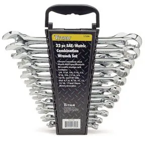 Standard & Metric Combination Wrench Set, 22 pc