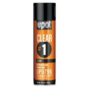 U-POL Premium Aerosols: Clear #1, High Gloss Clearcoat, 15oz