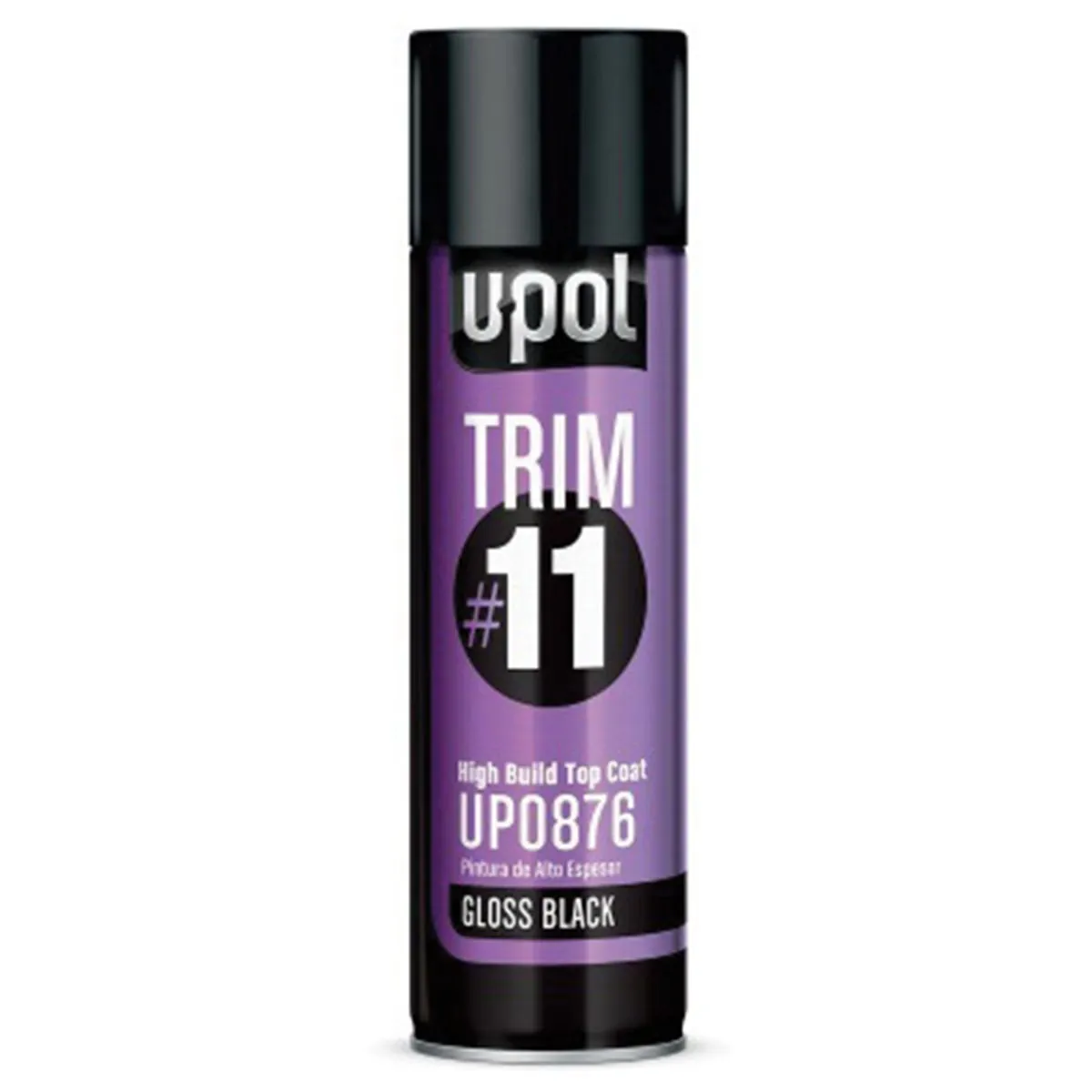 U Pol Products Trim #11 UP0876 High Build Top Coat, 450 mL Aerosol Can, Gloss Black, 48.4 sq-ft/Unit Coverage