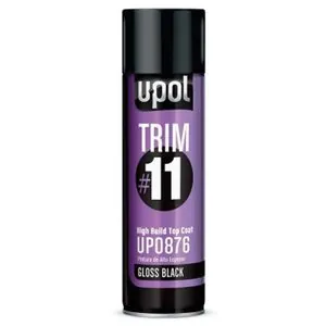 U Pol Products Trim #11 UP0877 High Build Top Coat, 450 mL Aerosol Can, Matte Black, 48.4 sq-ft/Unit Coverage