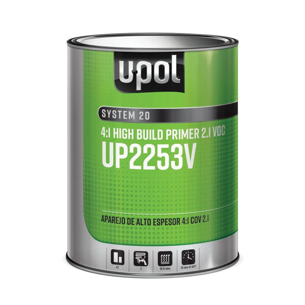 U Pol Products SYSTEM 20 UP2253V High-Build 2K Multi-Purpose Primer, 1 gal Tin, Gray, 4:1 Mixing, High-Build