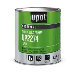 U Pol Products 2274 SYSTEM 20 National Rule 4:1 High Build Primer - 1 Liter Tin - Black