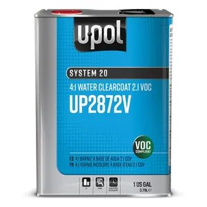 U Pol Products SYSTEM 20 UP2872V Water Clearcoat, 1 gal Tin, 4:1 Mixing